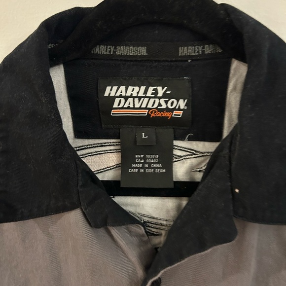 Harley Davidson Motorcycle Racing Flames Mechanic Work Shirt Screamin Eagle Sz L - Picture 5 of 5